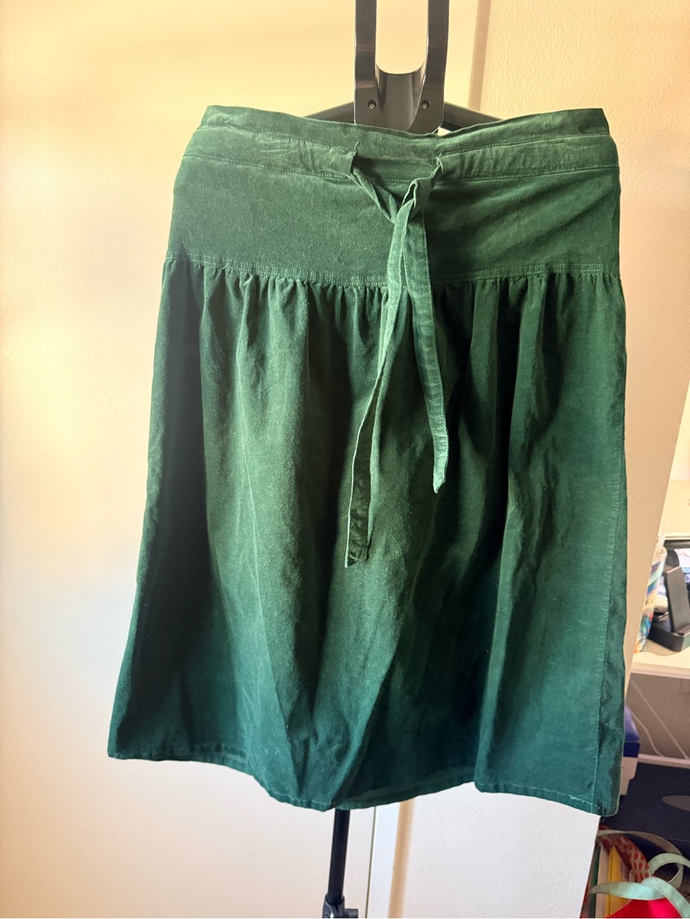 Draper James Forest Green cordoroy A-Line Tie-Waist Skirt
